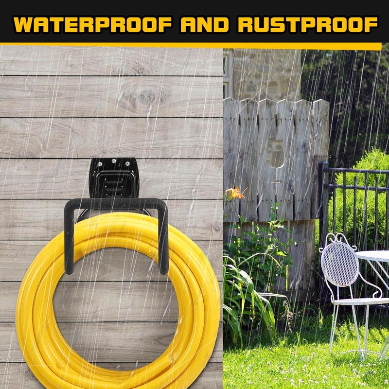 QMSK Garden Hose Holder, Metal Wall Mounted Water Hose Reel for Outside, Durable Hook Stand for Garden Hose Storage, Water Hose, Extension Cords, Flexable Hose Use(1Pack) - Image 3